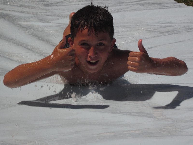 Ivason gives the water slide two thumbs up!